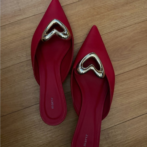 Maeve Red Mules with Silver Heart Accent - Picture 2 of 7
